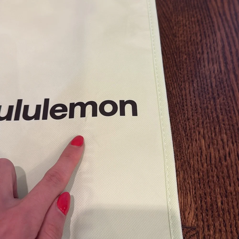 Lululemon Light Green Yellow Black Large Reusable Shopping Tote Bag - Picture 7 of 10